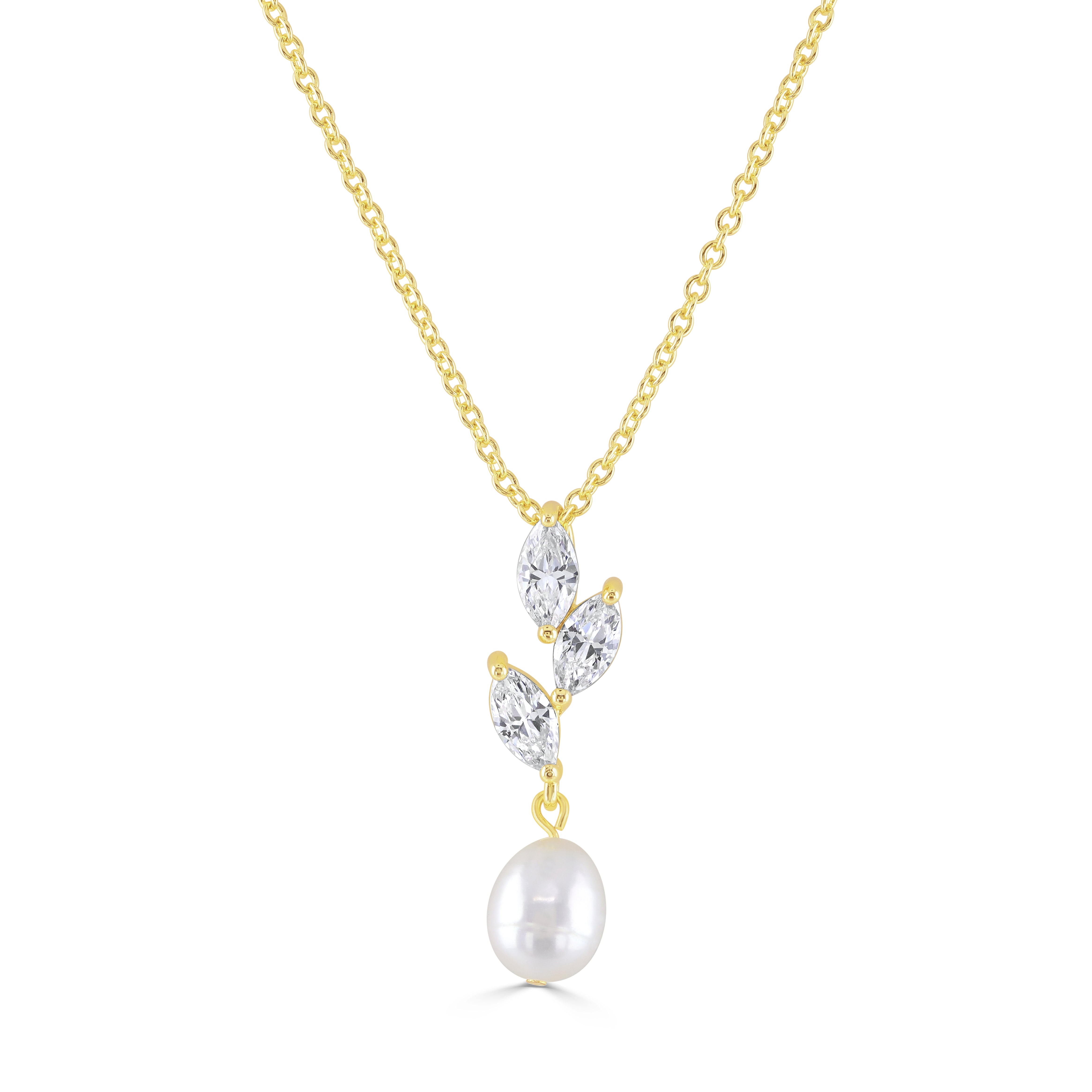 ERYN // Gold Pearl bridal necklace