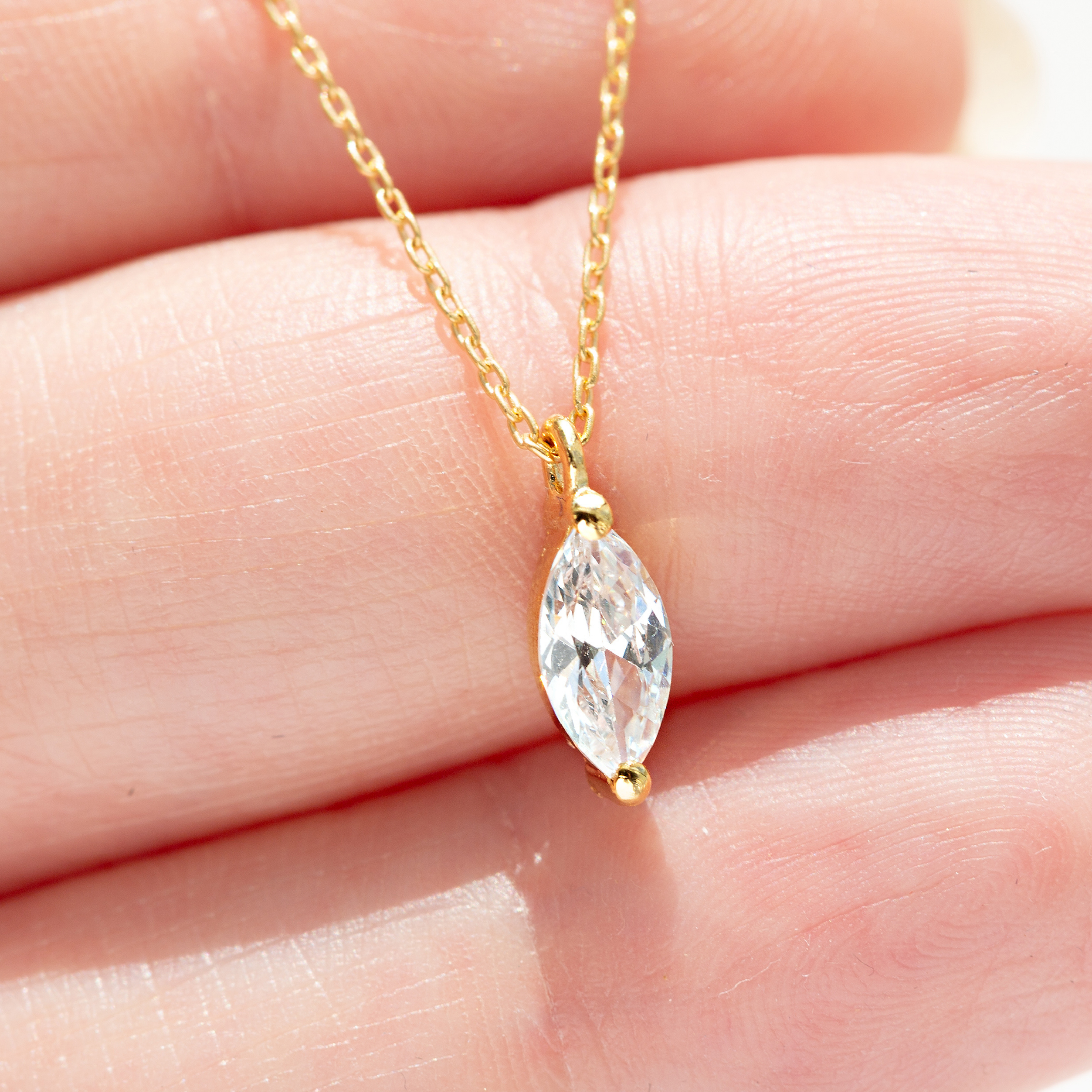 LEXI // 14k gold vermeil cz marquise necklace