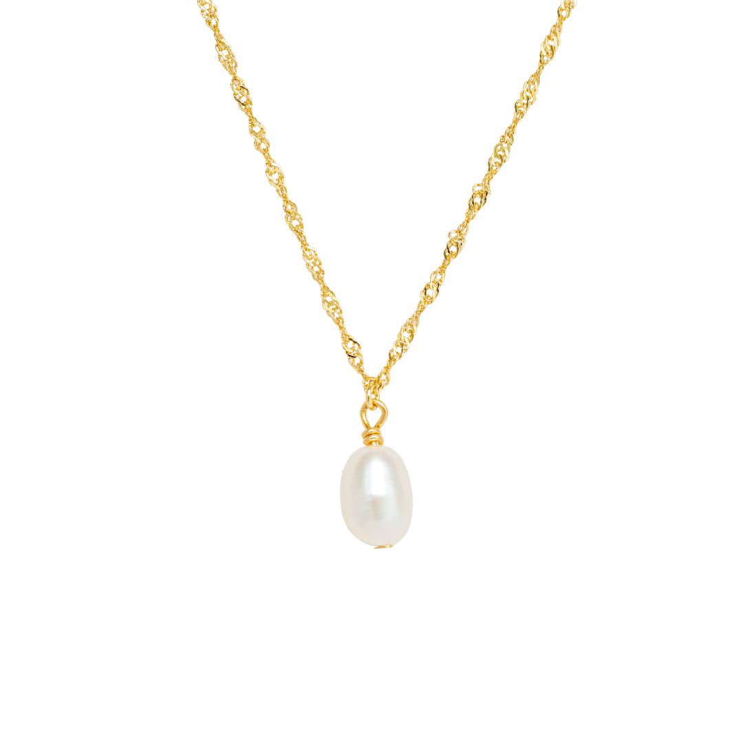 SIENNA // Dainty baroque pearl necklace gold