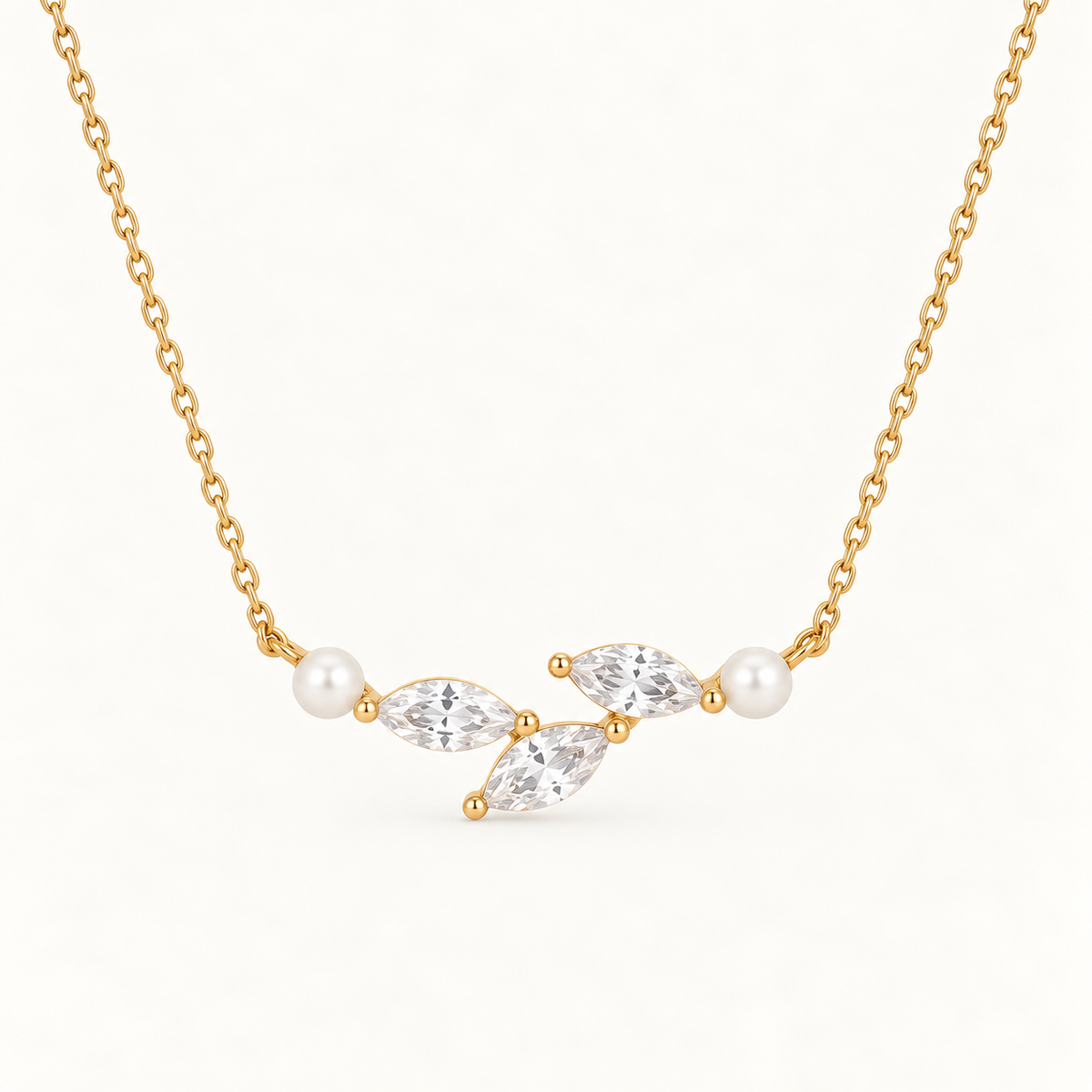 ERYN - Pearl and CZ necklace Gold