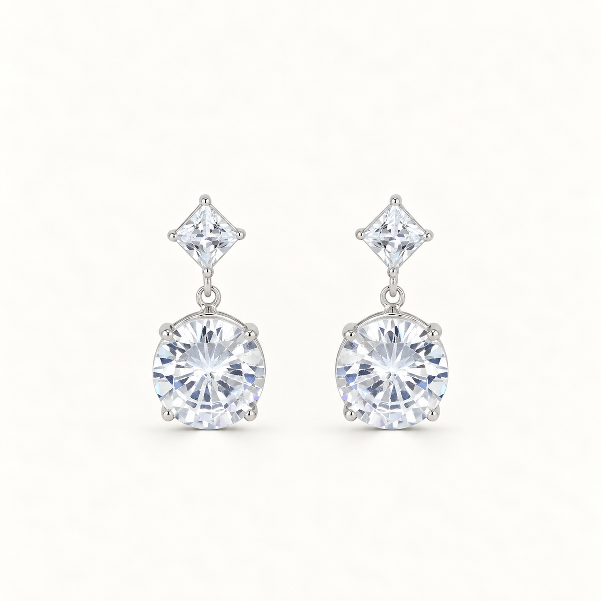 PHOEBE // Silver crystal bridal drop earrings