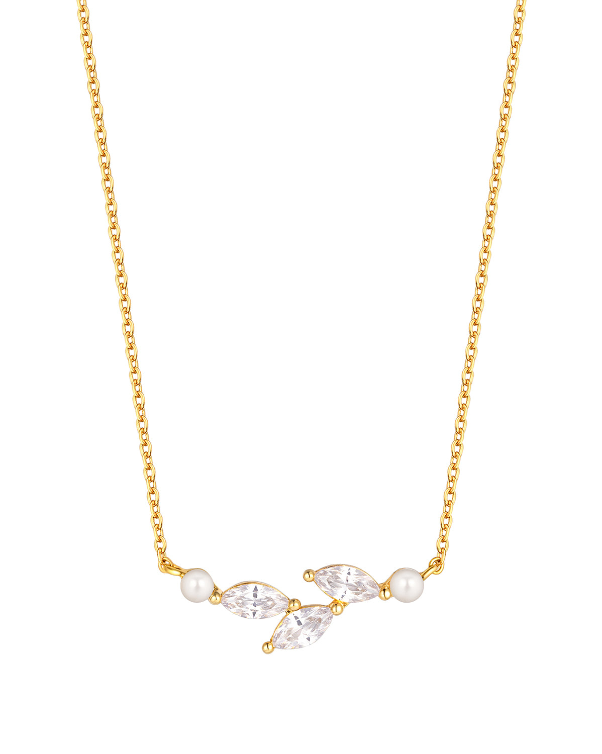 ERYN - Pearl and CZ necklace Gold