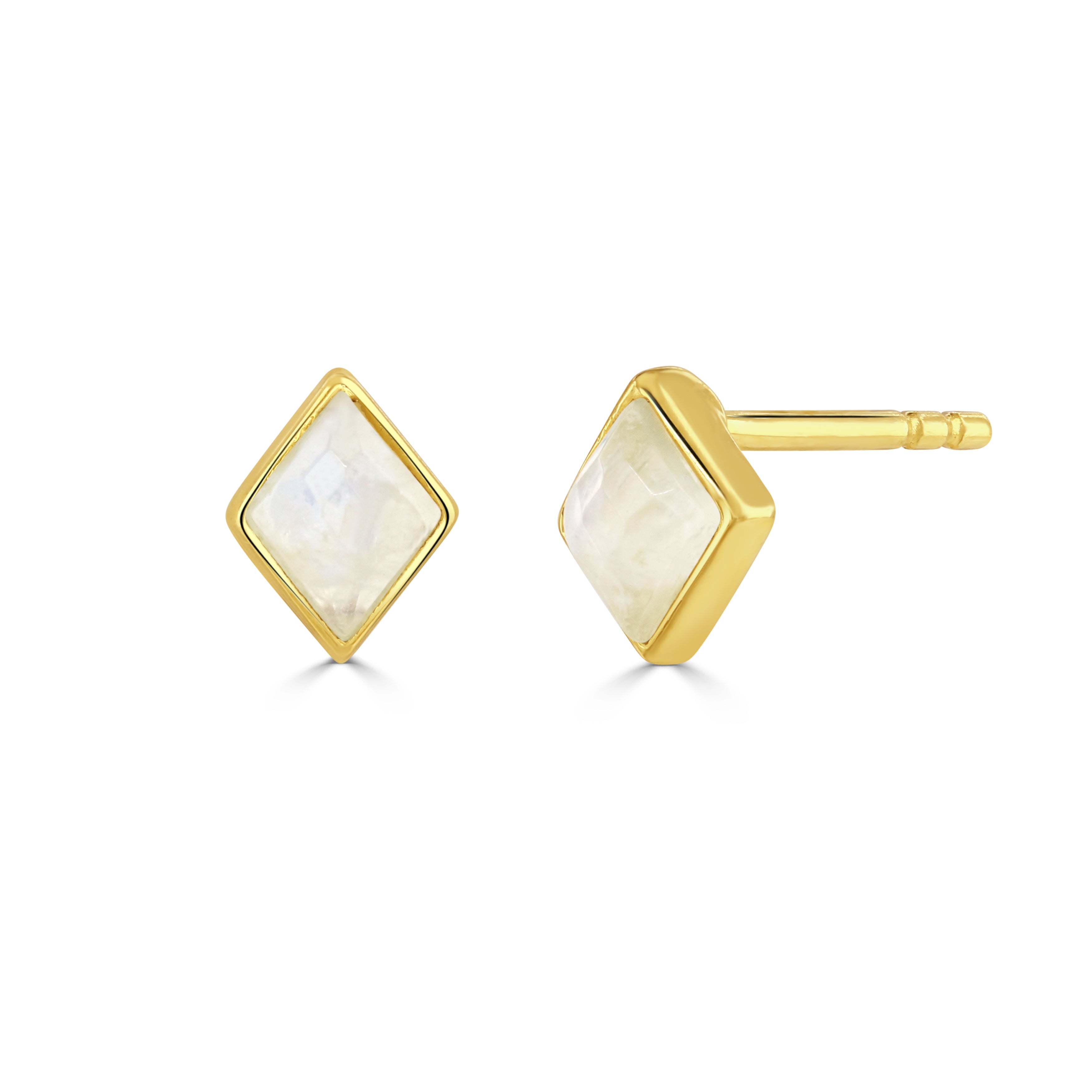 Moonstone Kite Stud Earrings Gold