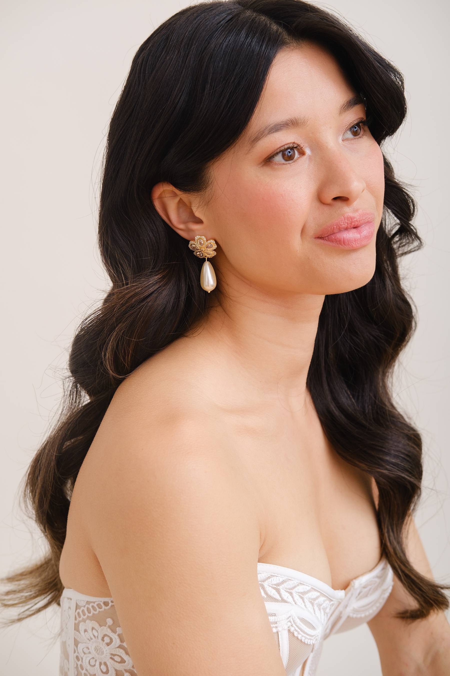 YASMINE // Gold Statement floral drop earrings