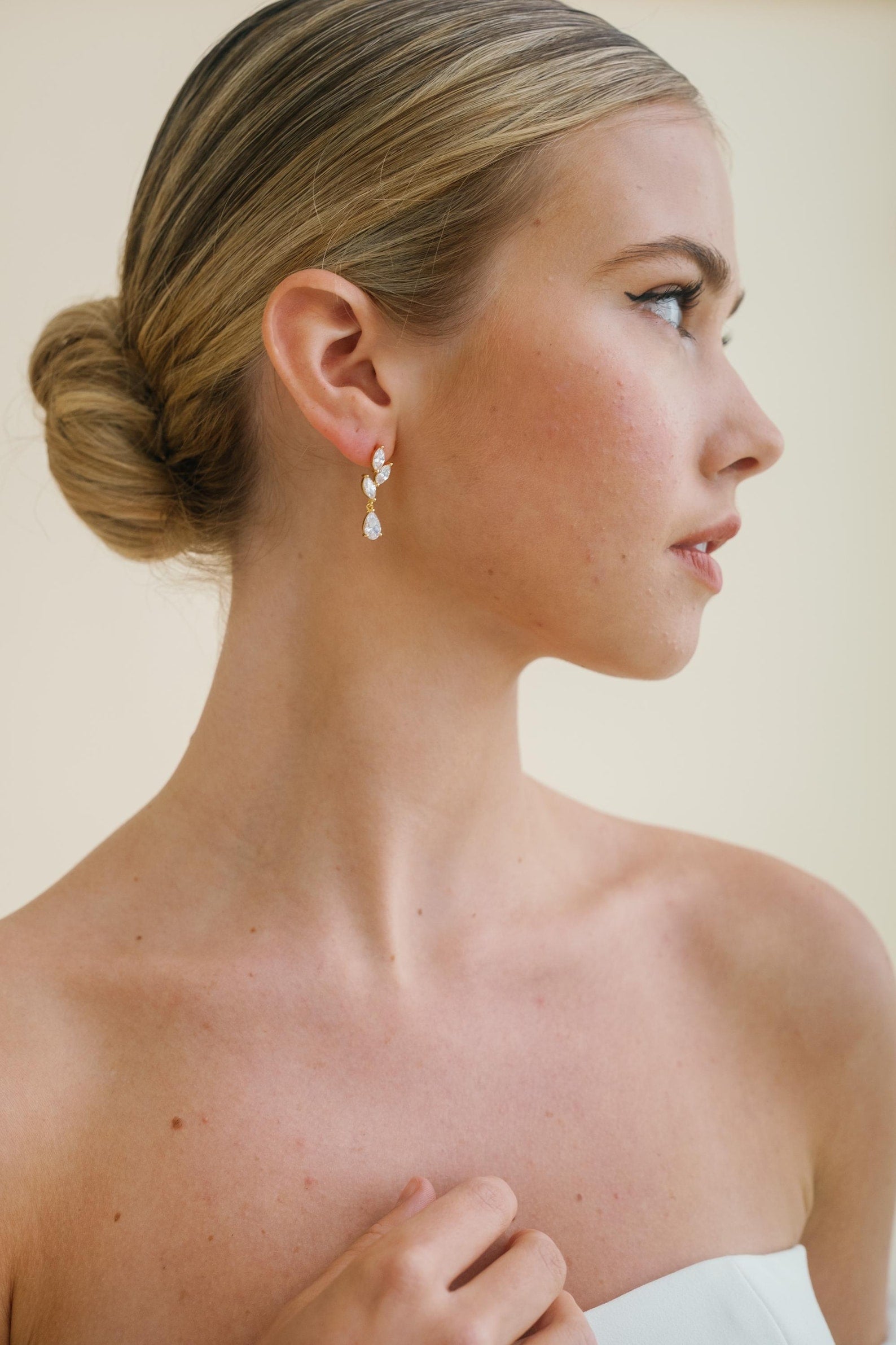 ERYN CZ // Silver Leaf cubic zirconia earrings