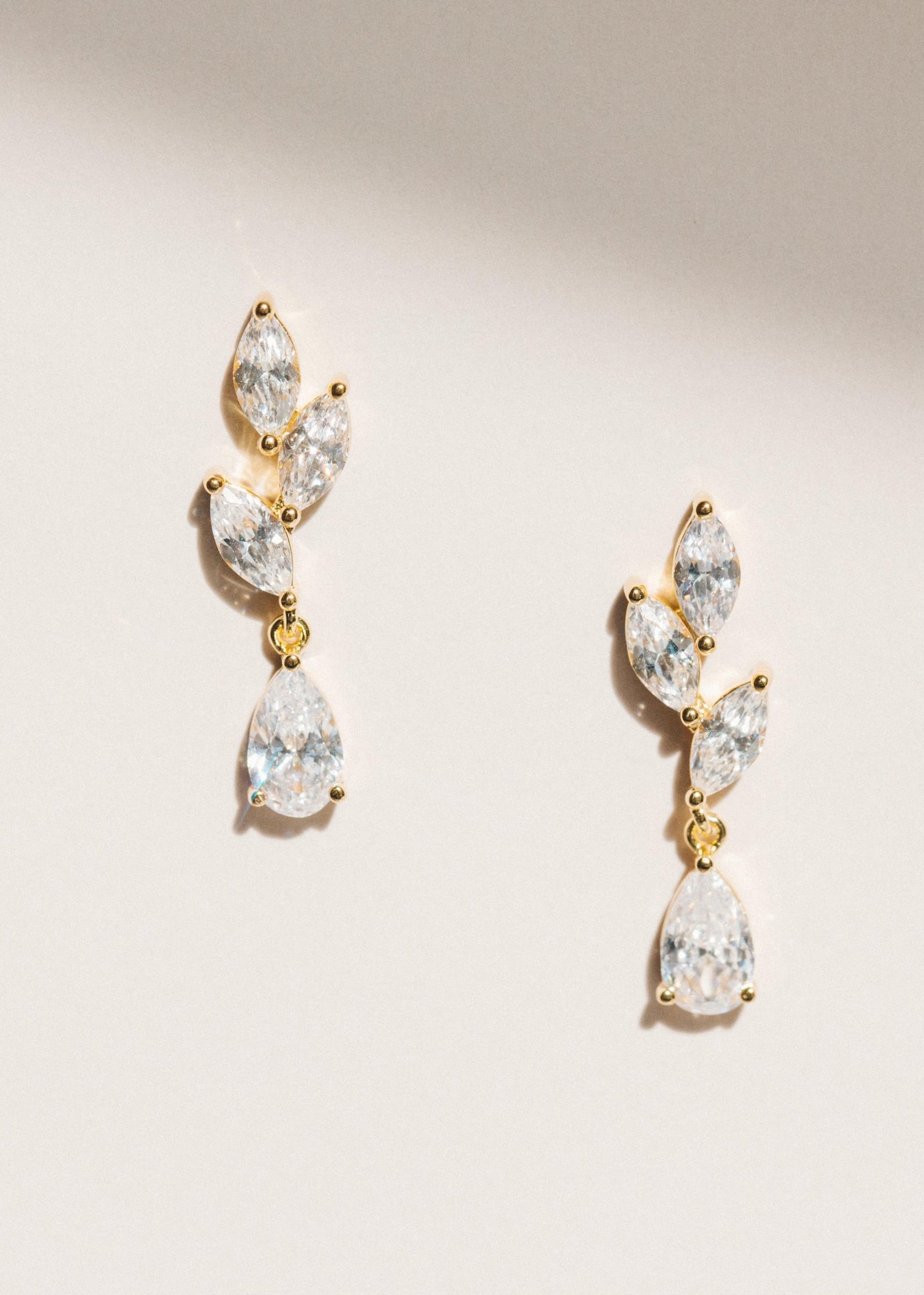 ERYN CZ // Silver Leaf cubic zirconia earrings