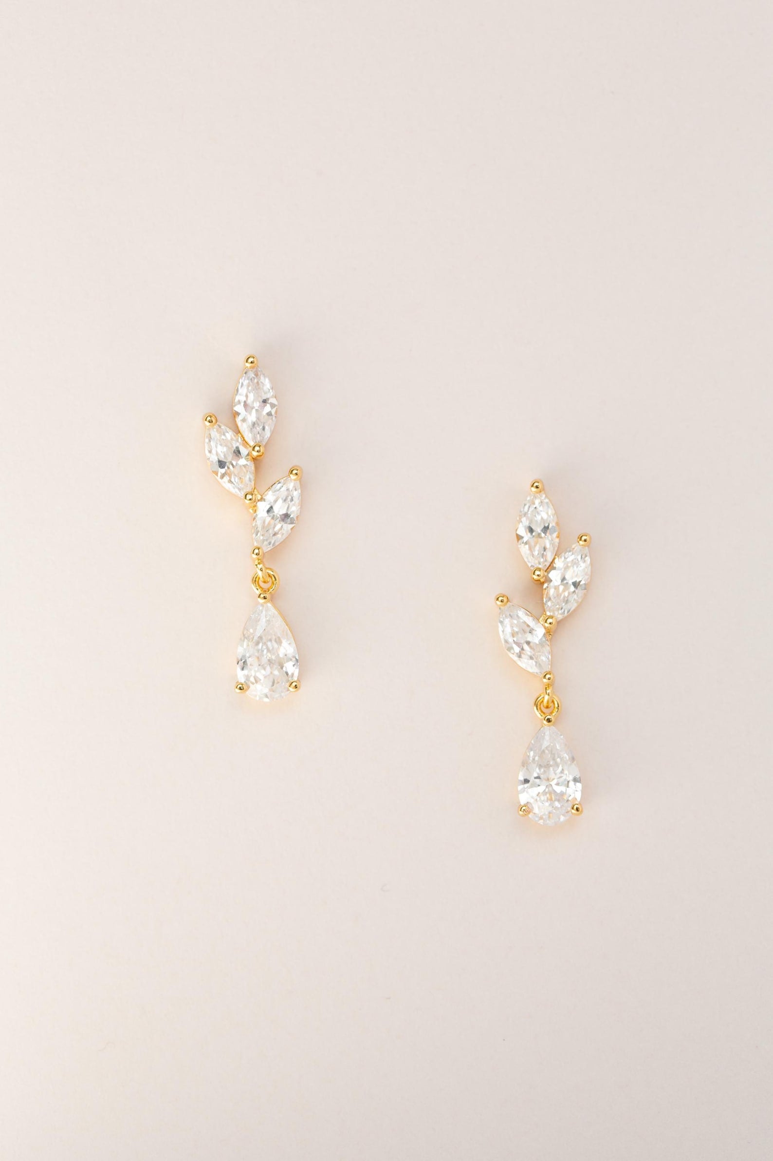 ERYN CZ // Silver Leaf cubic zirconia earrings