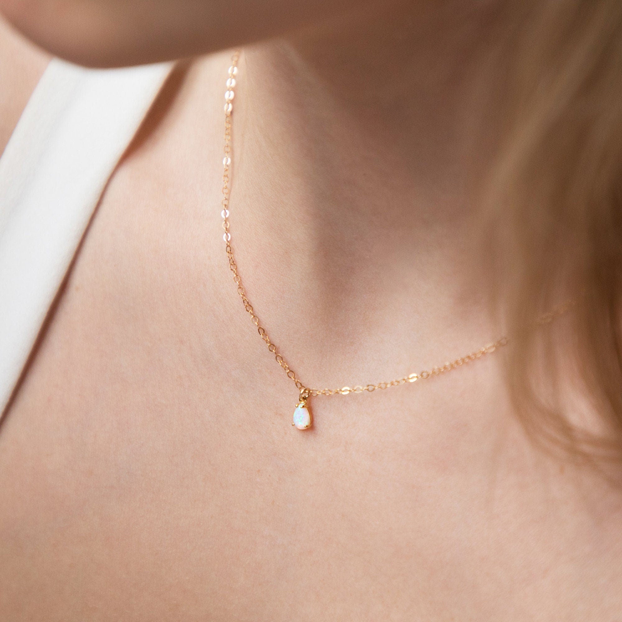 FIA // Dainty tiny opal necklace