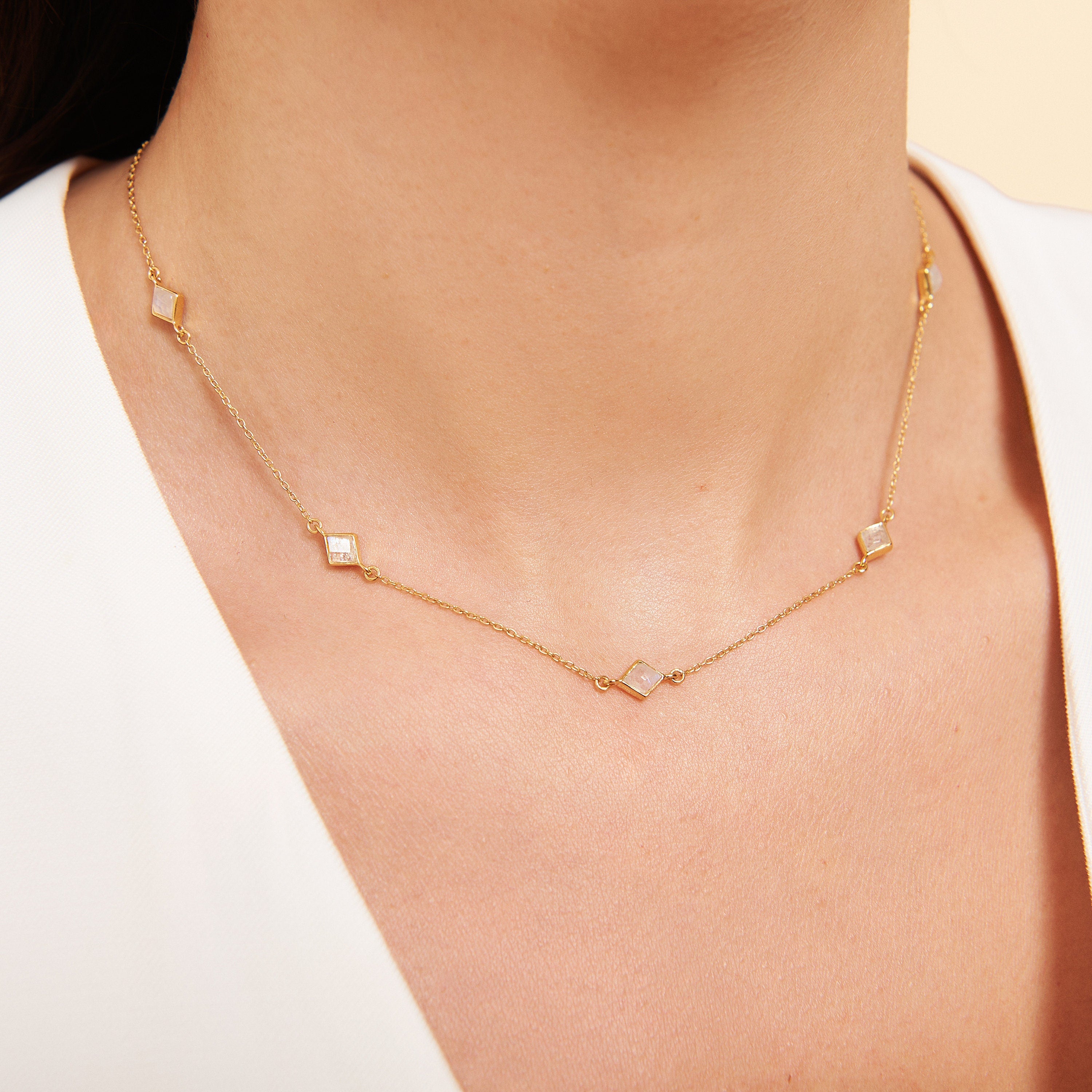 Moonstone Kite Necklace // Gold