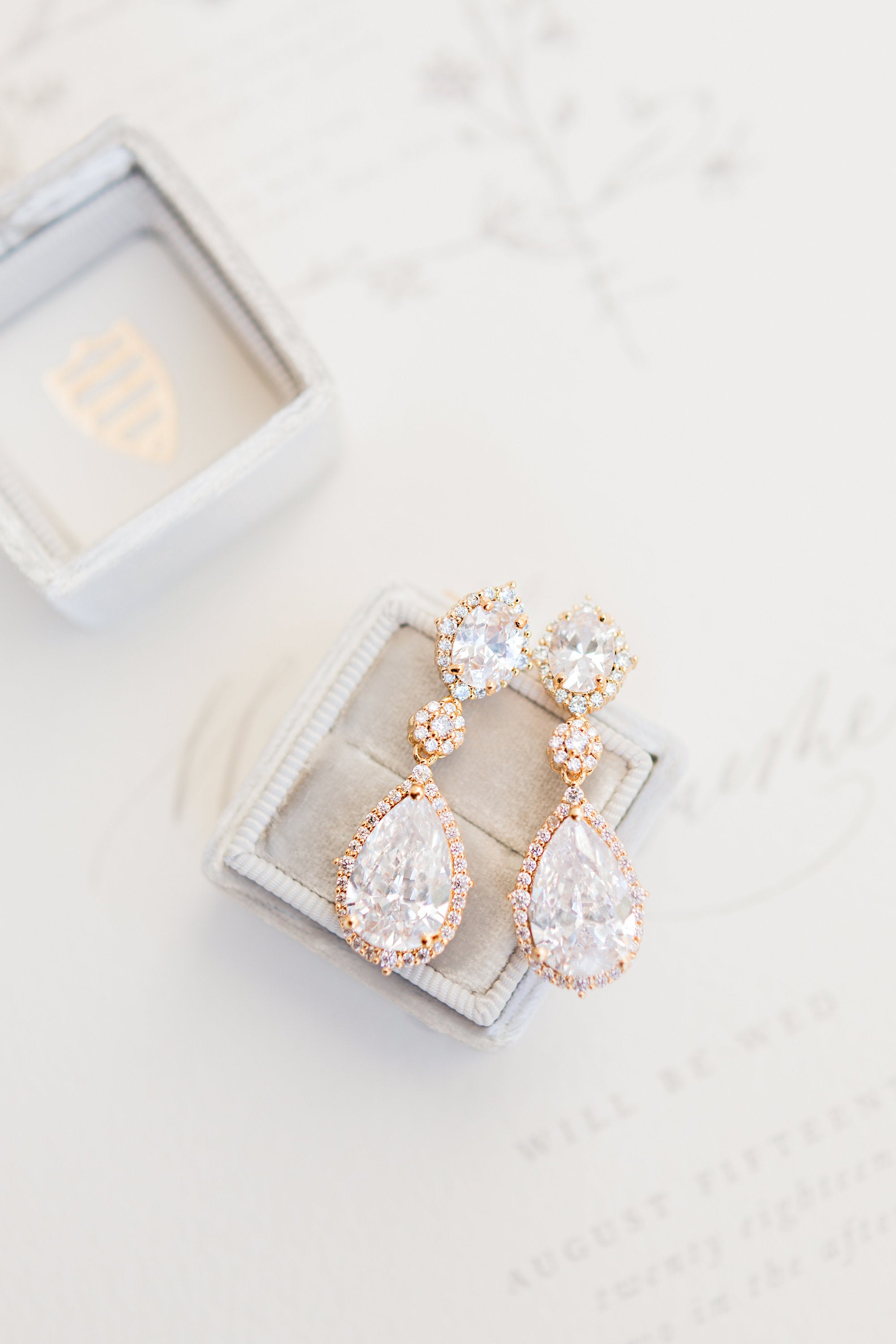 CORINA // Gold crystal wedding earrings