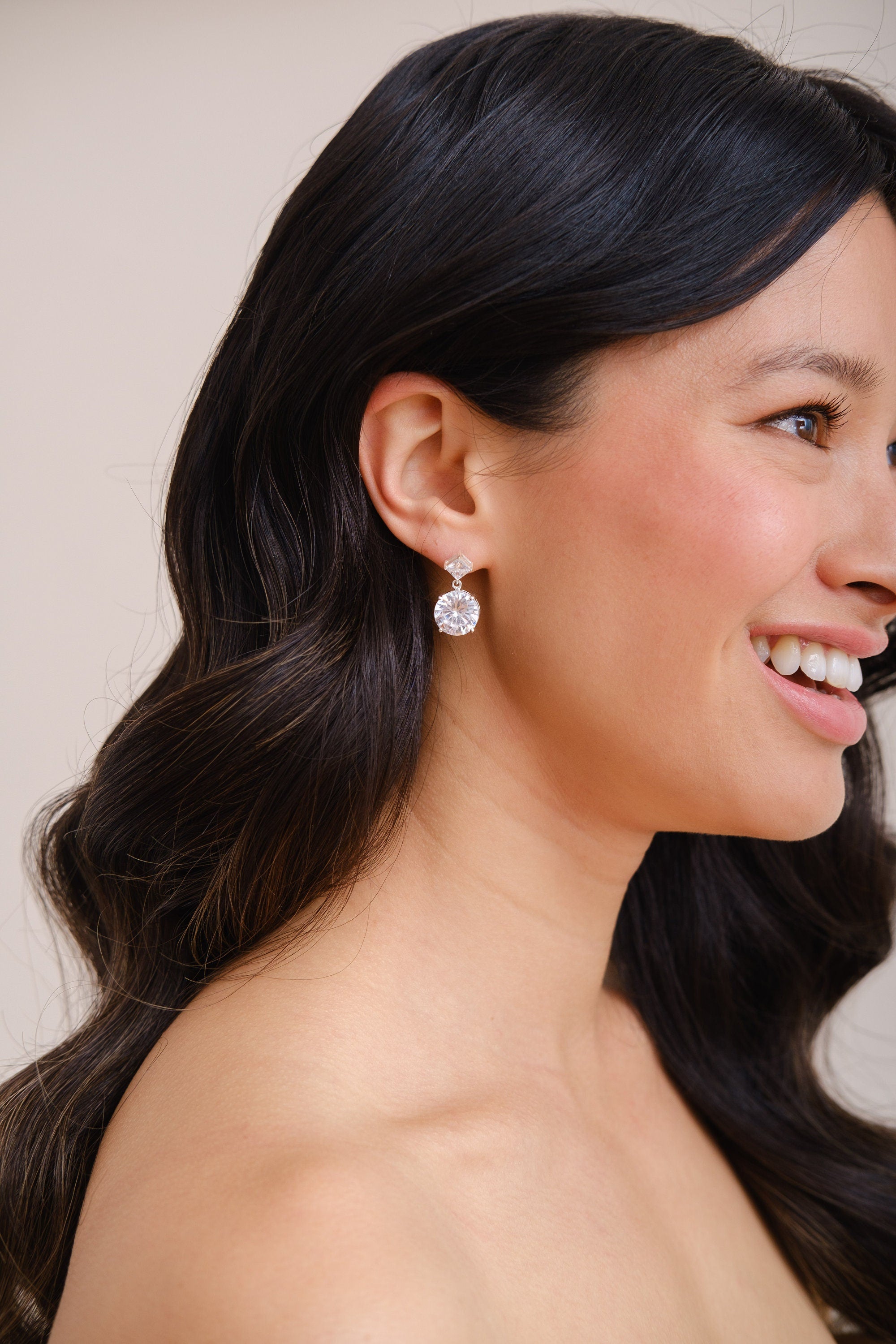 PHOEBE // Silver crystal bridal drop earrings
