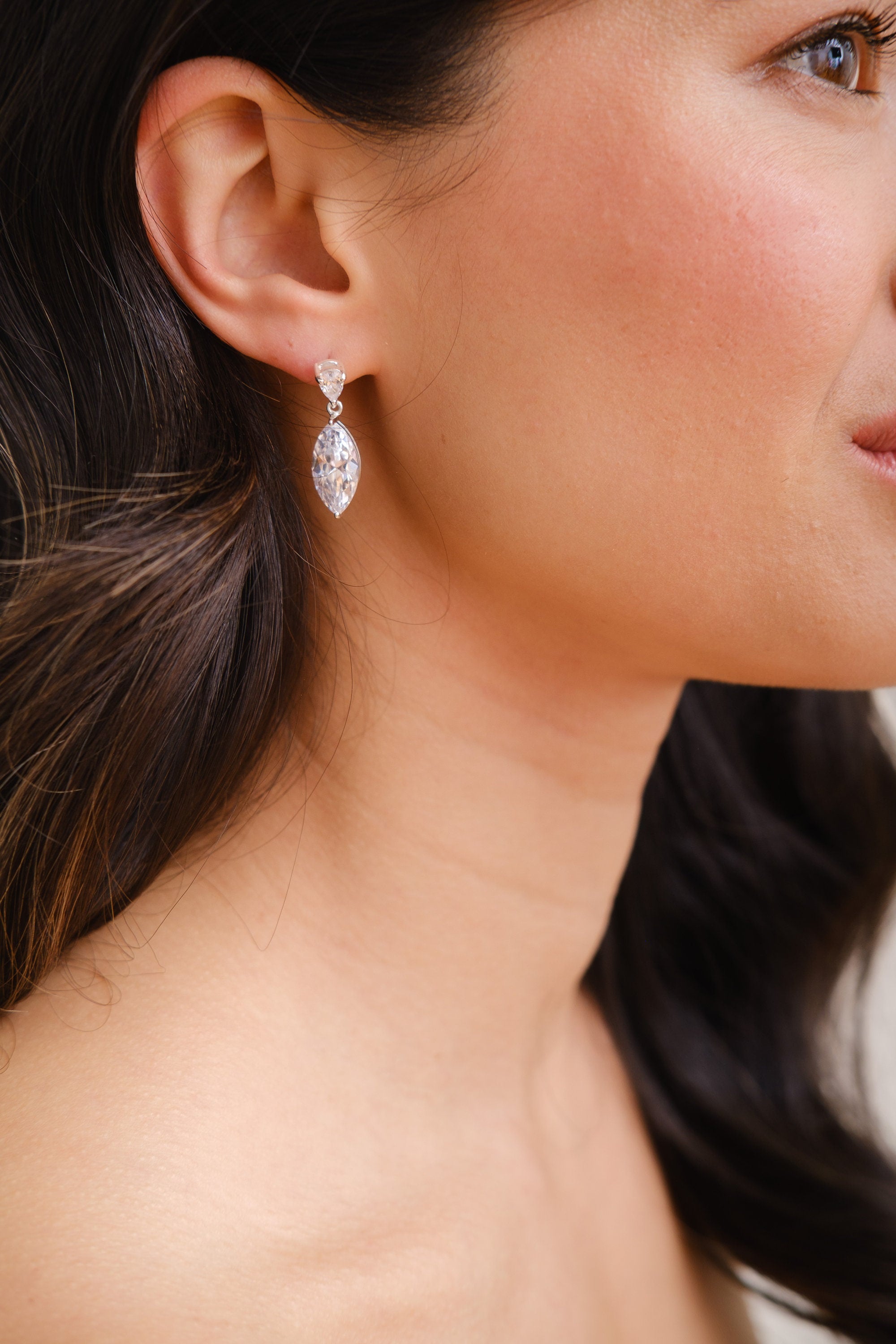 CHARIS // Silver crystal drop earrings