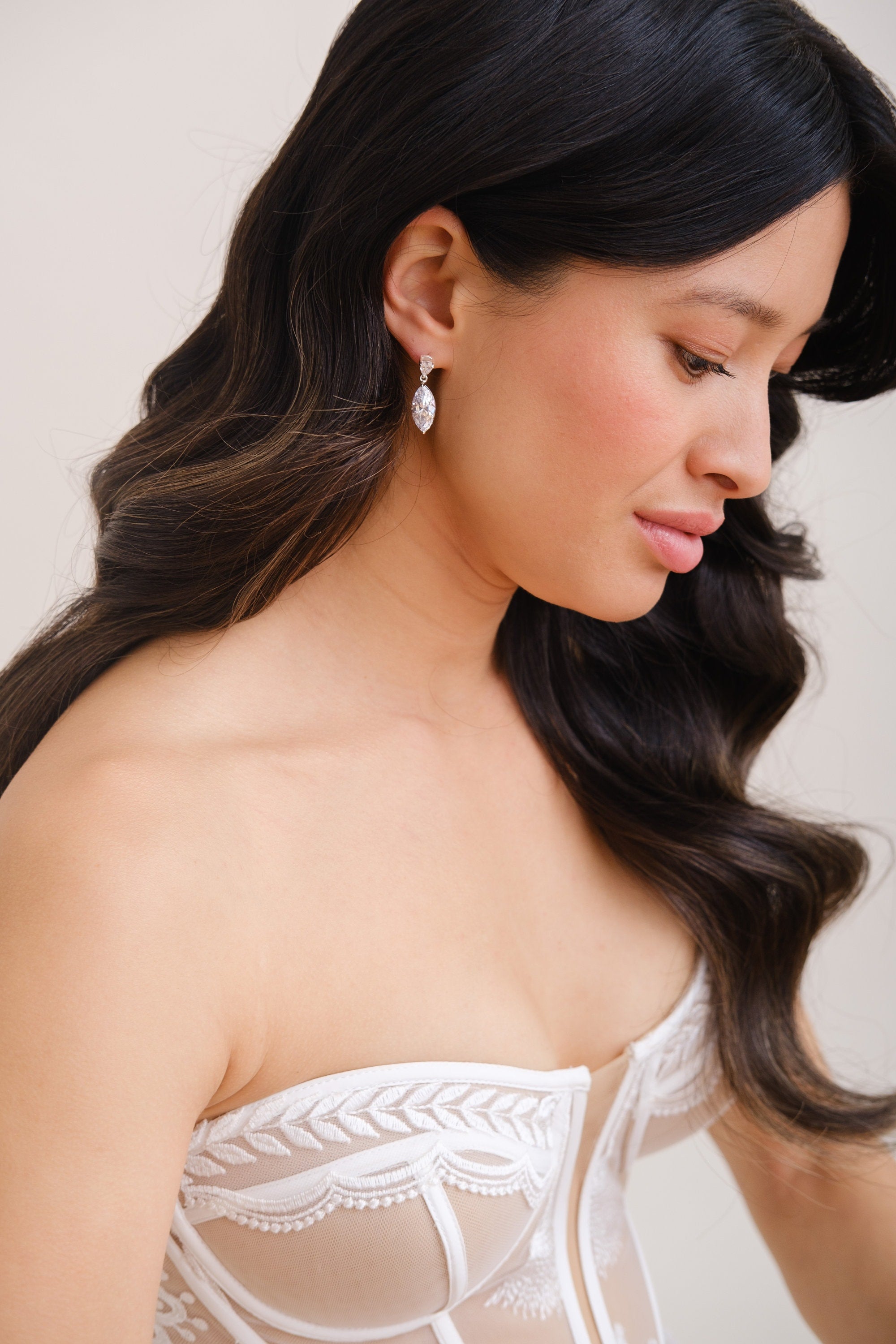 CHARIS // Silver crystal drop earrings