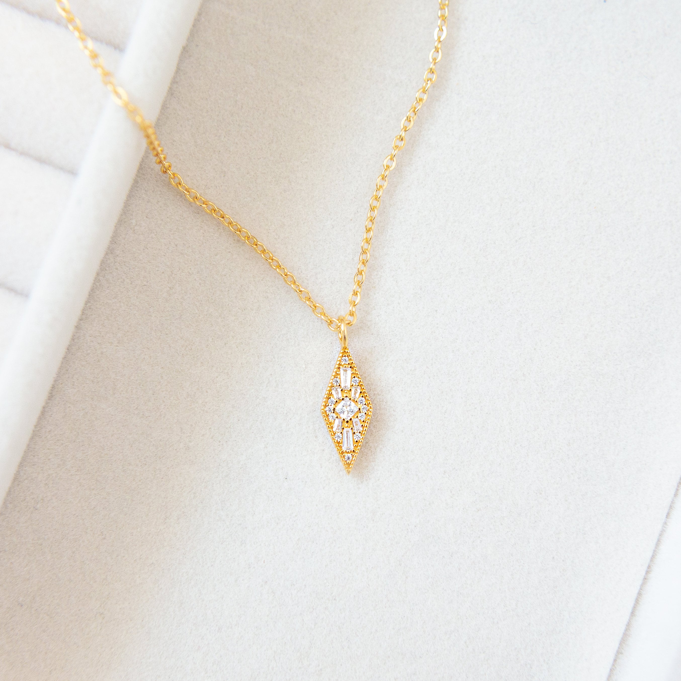 KITE NECKLACE // Dainty 14k gold plated cubic zirconia charm necklace