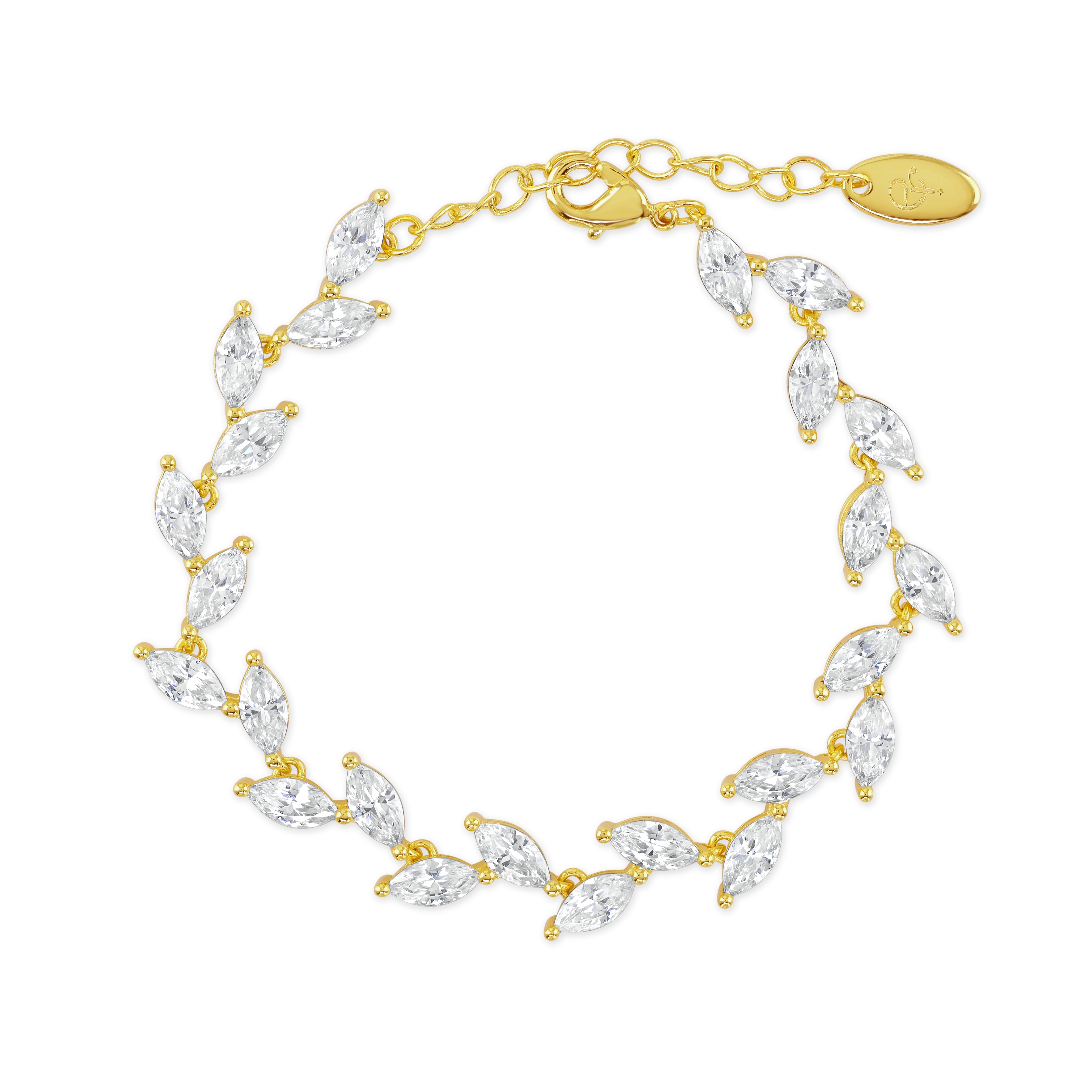 ANNA BRACELET // Gold leaf bridal bracelet