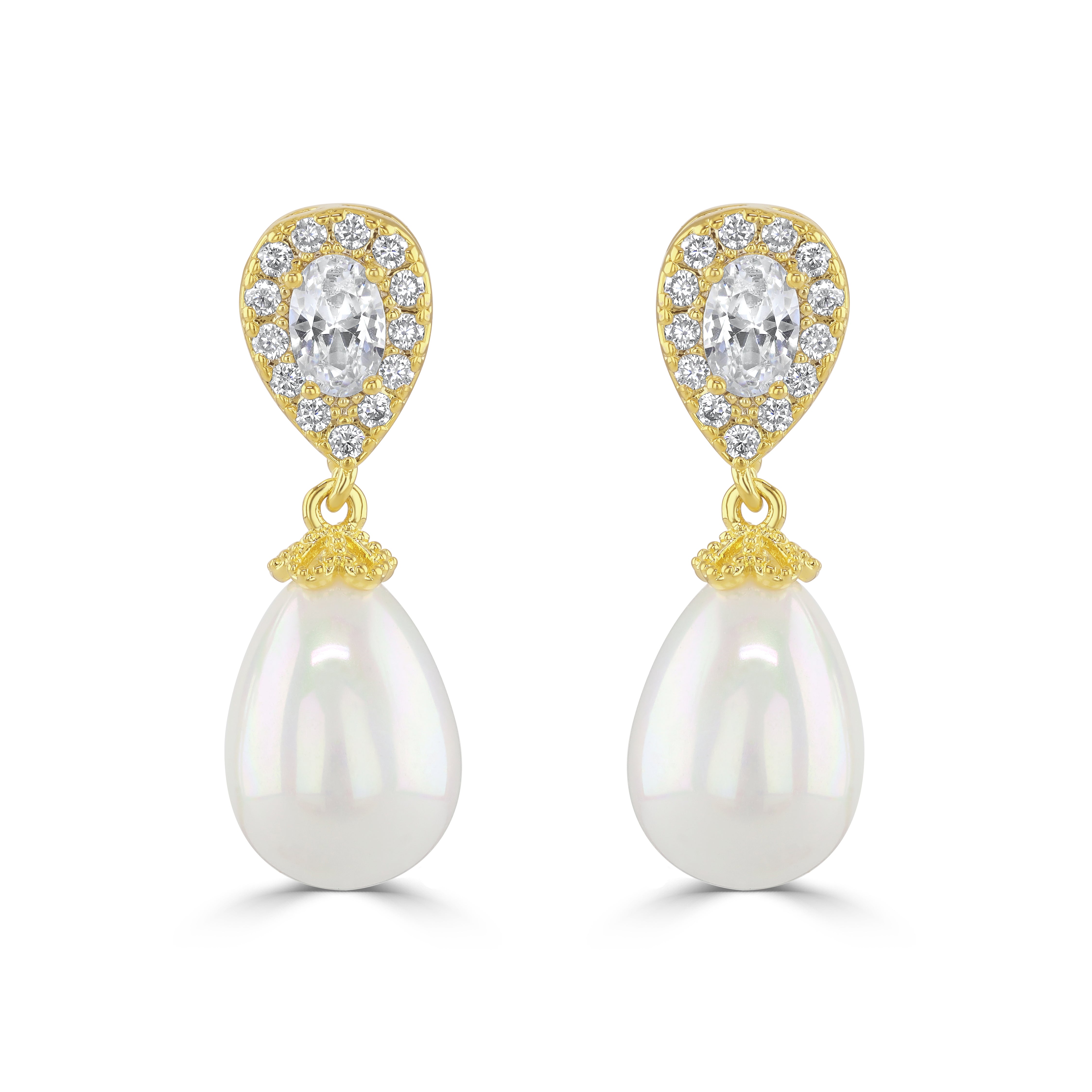 LILA // Gold pearl drop earrings