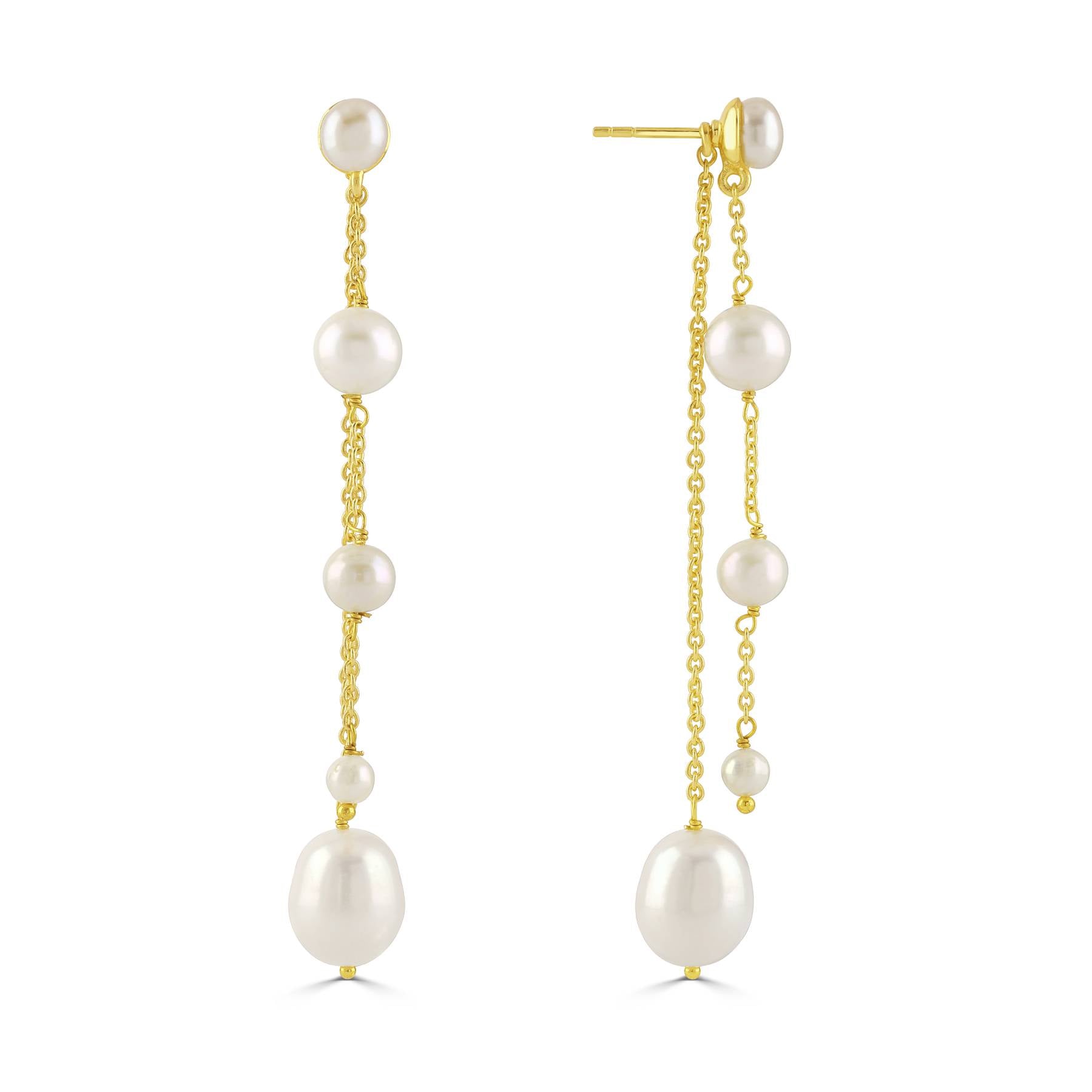 ELA // Double pearl drop earrings