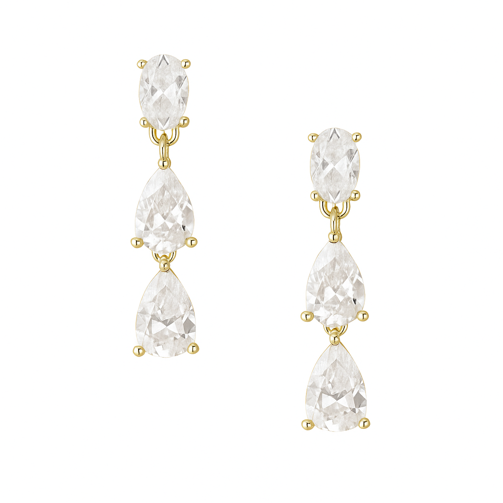 ALBA - Dainty cz teadrop earrings - Gold