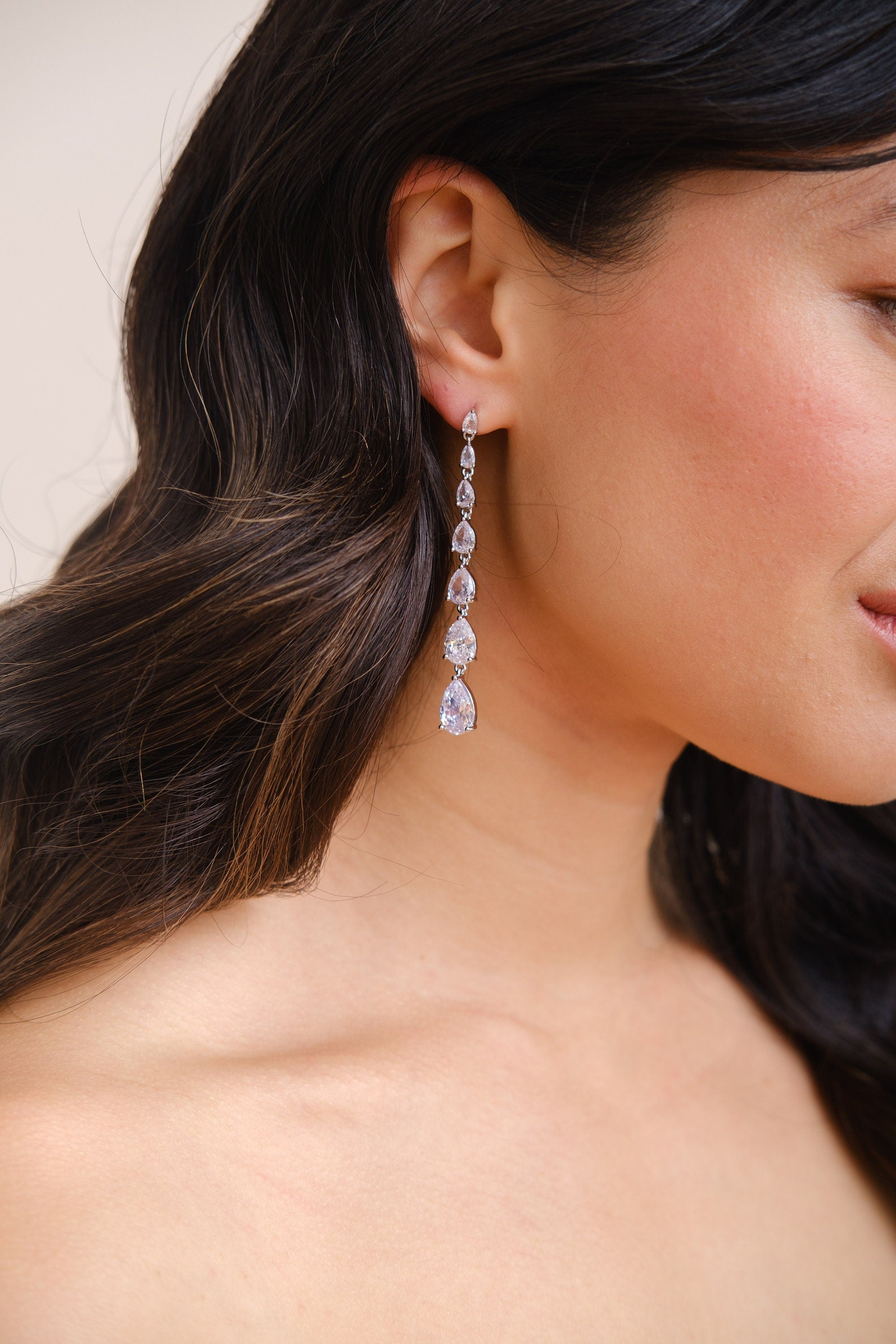 BRYNN // Long drop cubic zirconia earrings