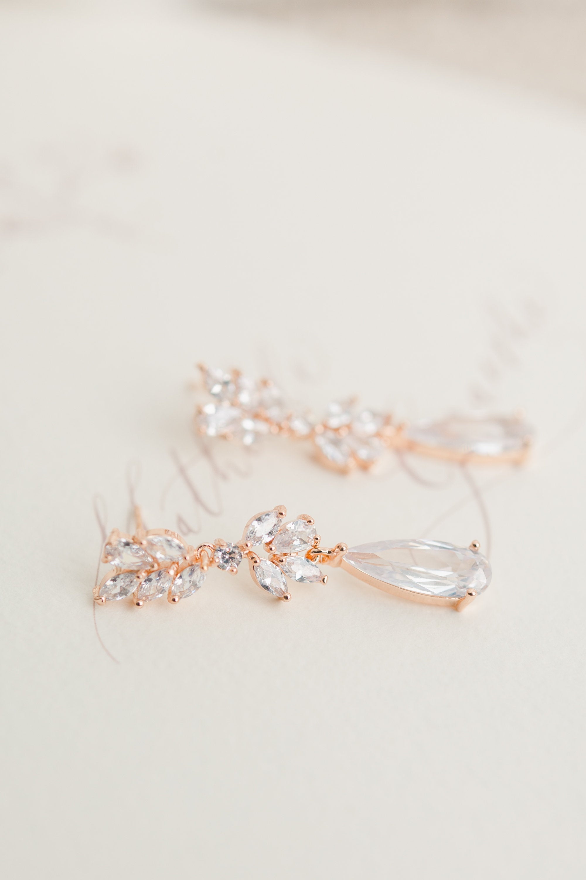 EMILIA // Rose gold wedding earrings