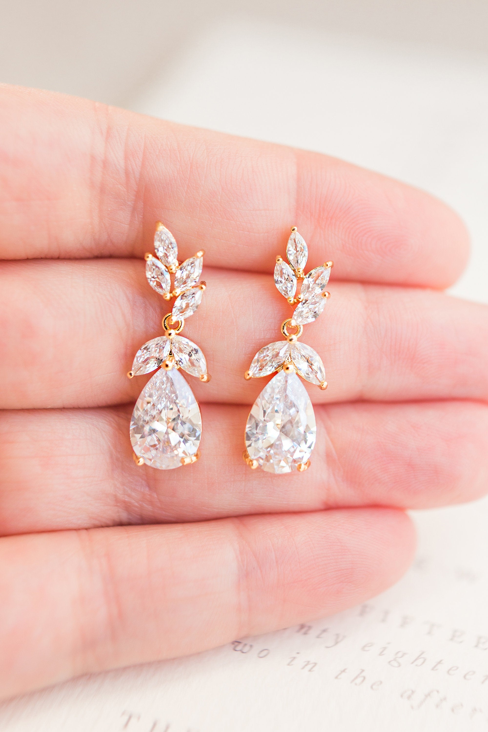 PARIS // Gold crystal drop earrings