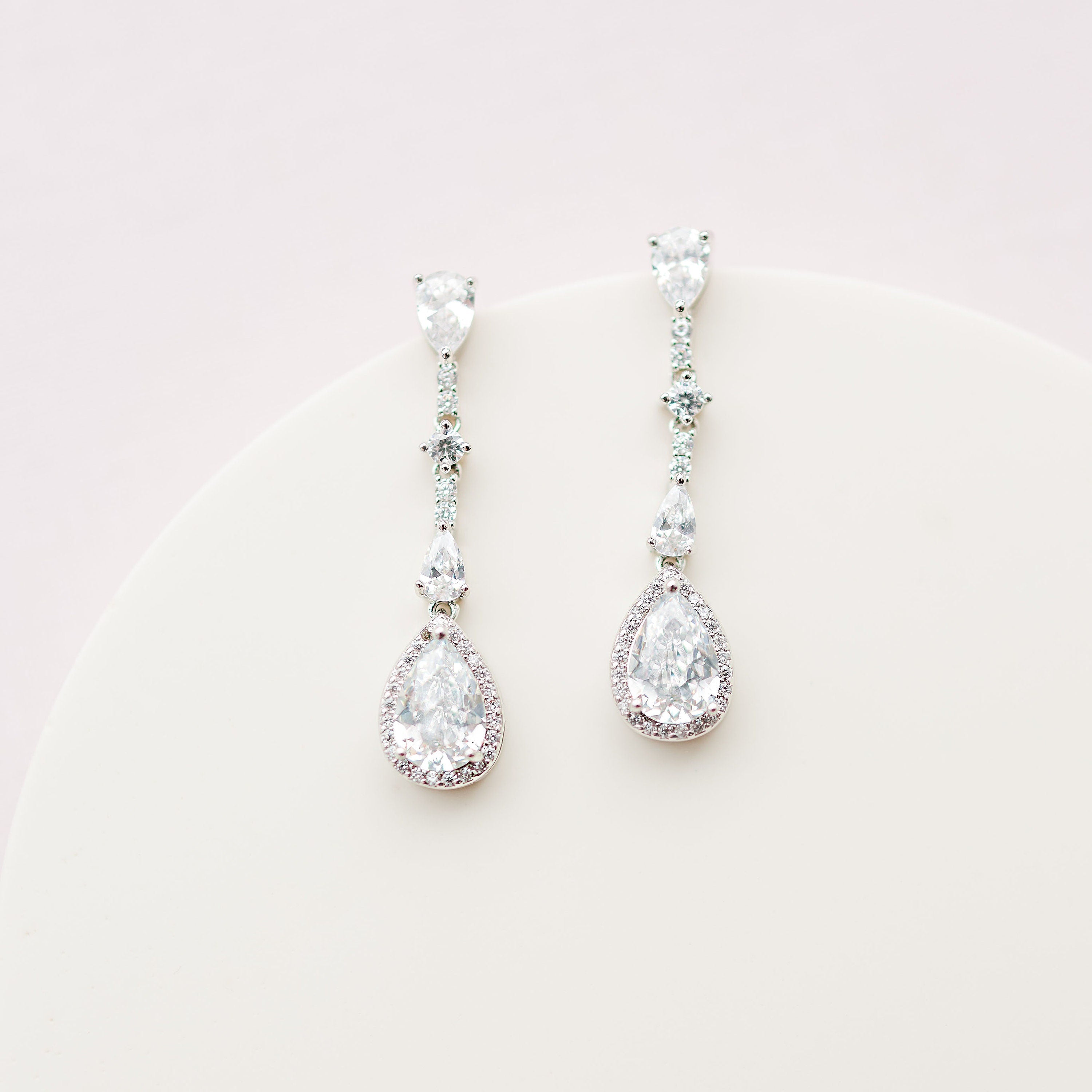 MAEVE // Silver crystal drop earrings