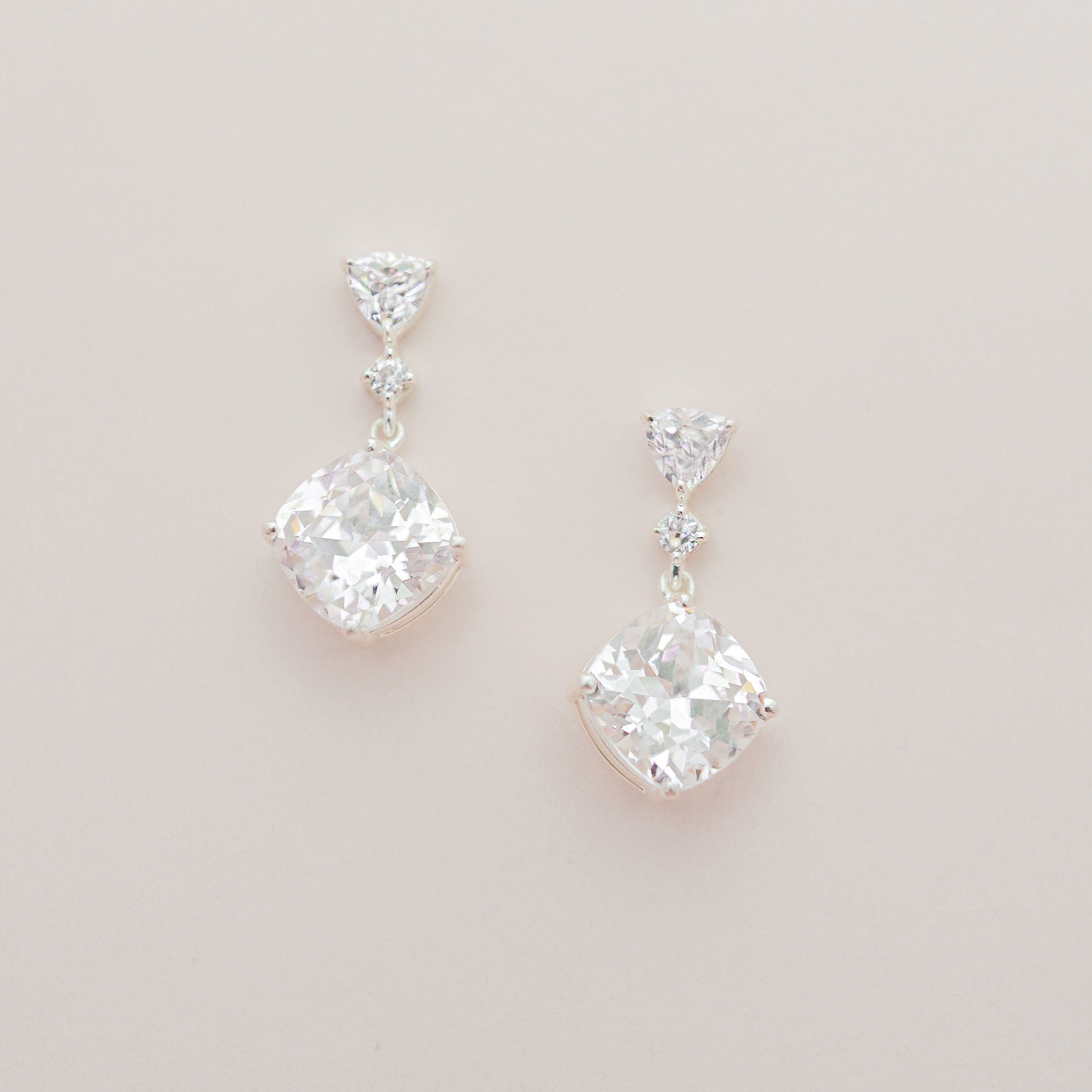 REESE // Silver crystal drop earrings