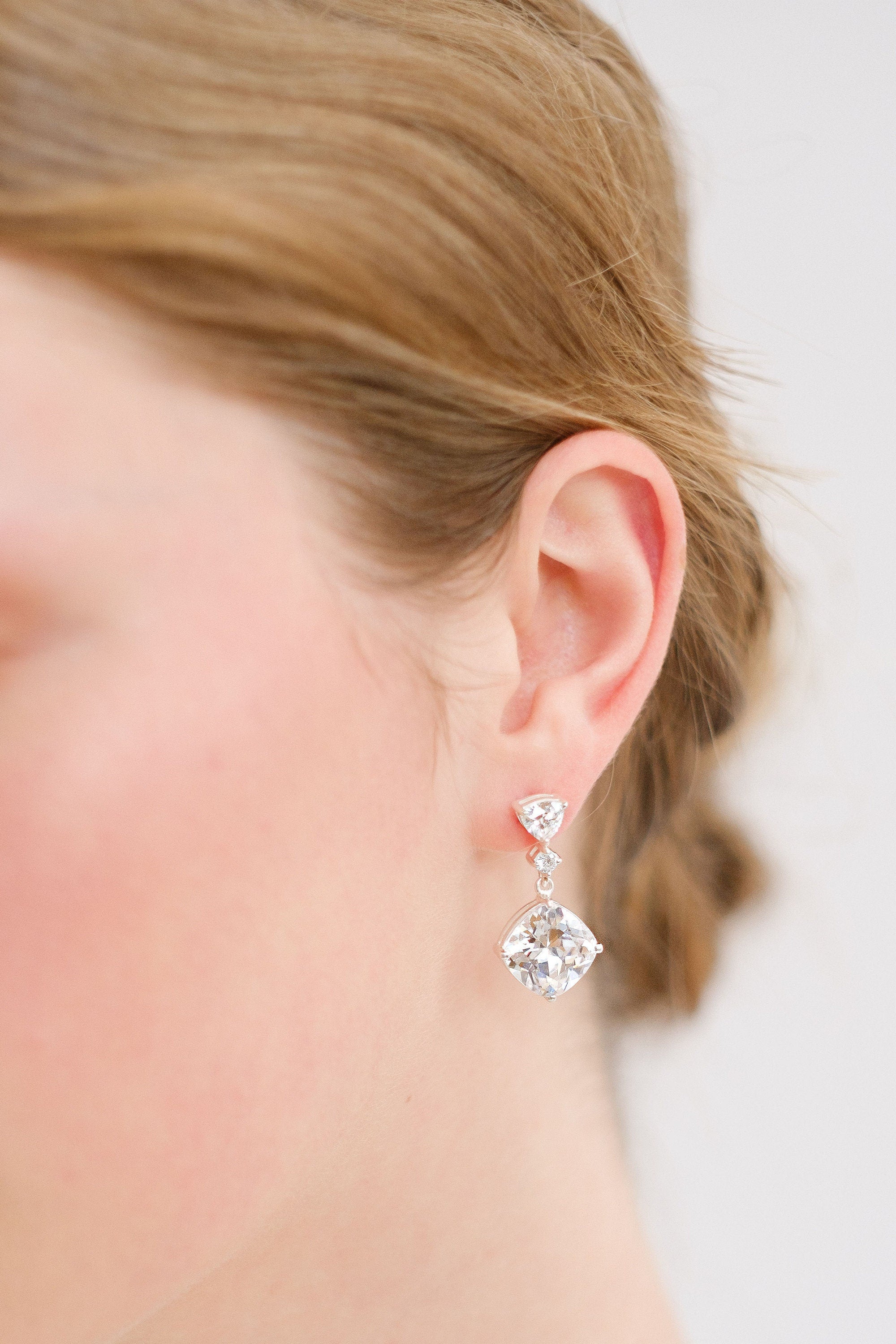 REESE // Silver crystal drop earrings