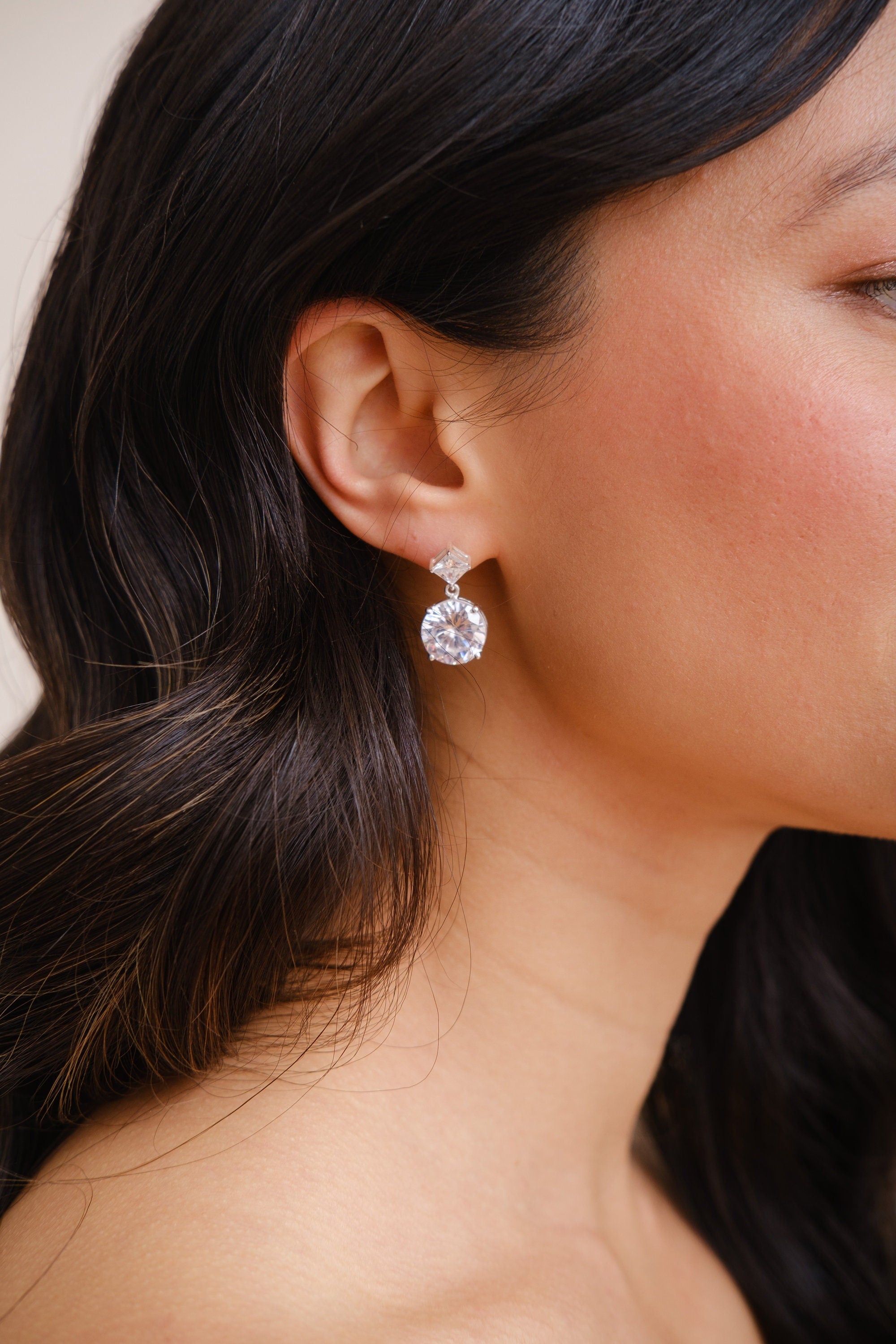 PHOEBE // Silver crystal bridal drop earrings